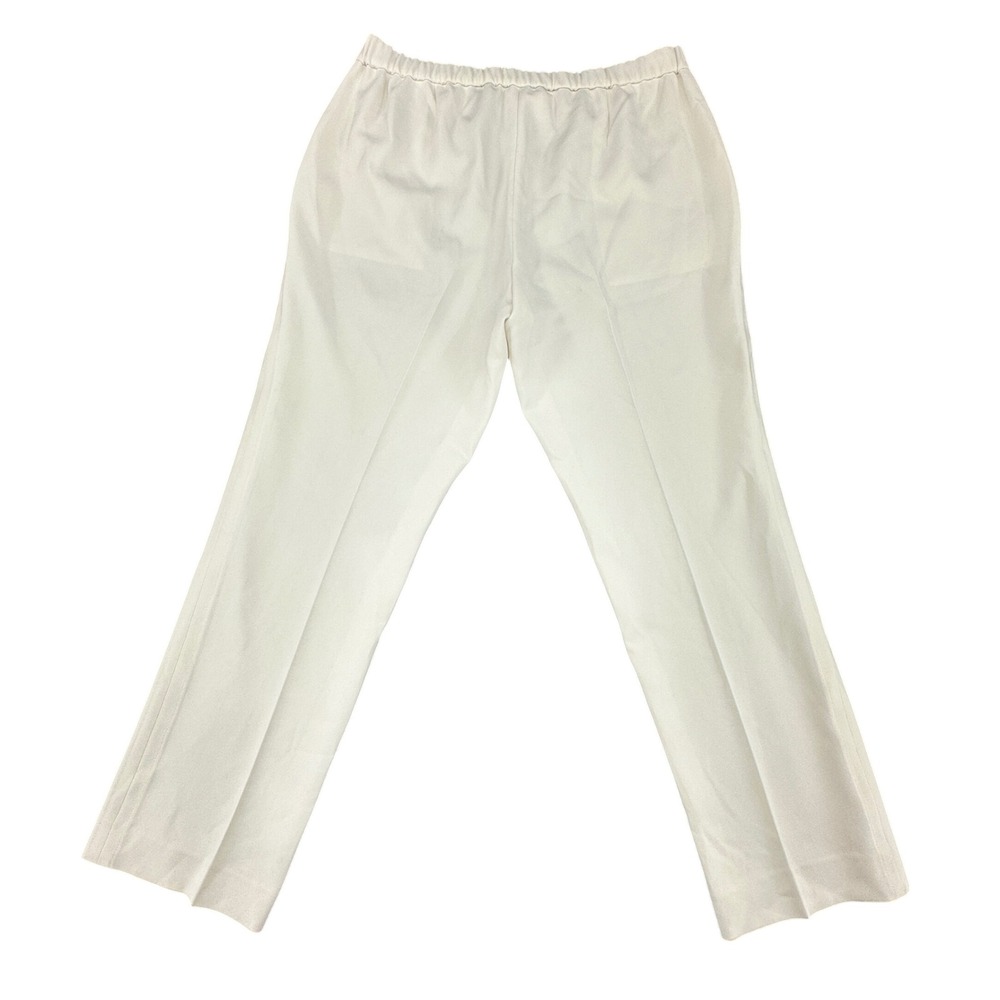 Theory Basic Pull On Pant Admiral Crepe Beige Elastic Waist Size 12 - Picture 3 of 9